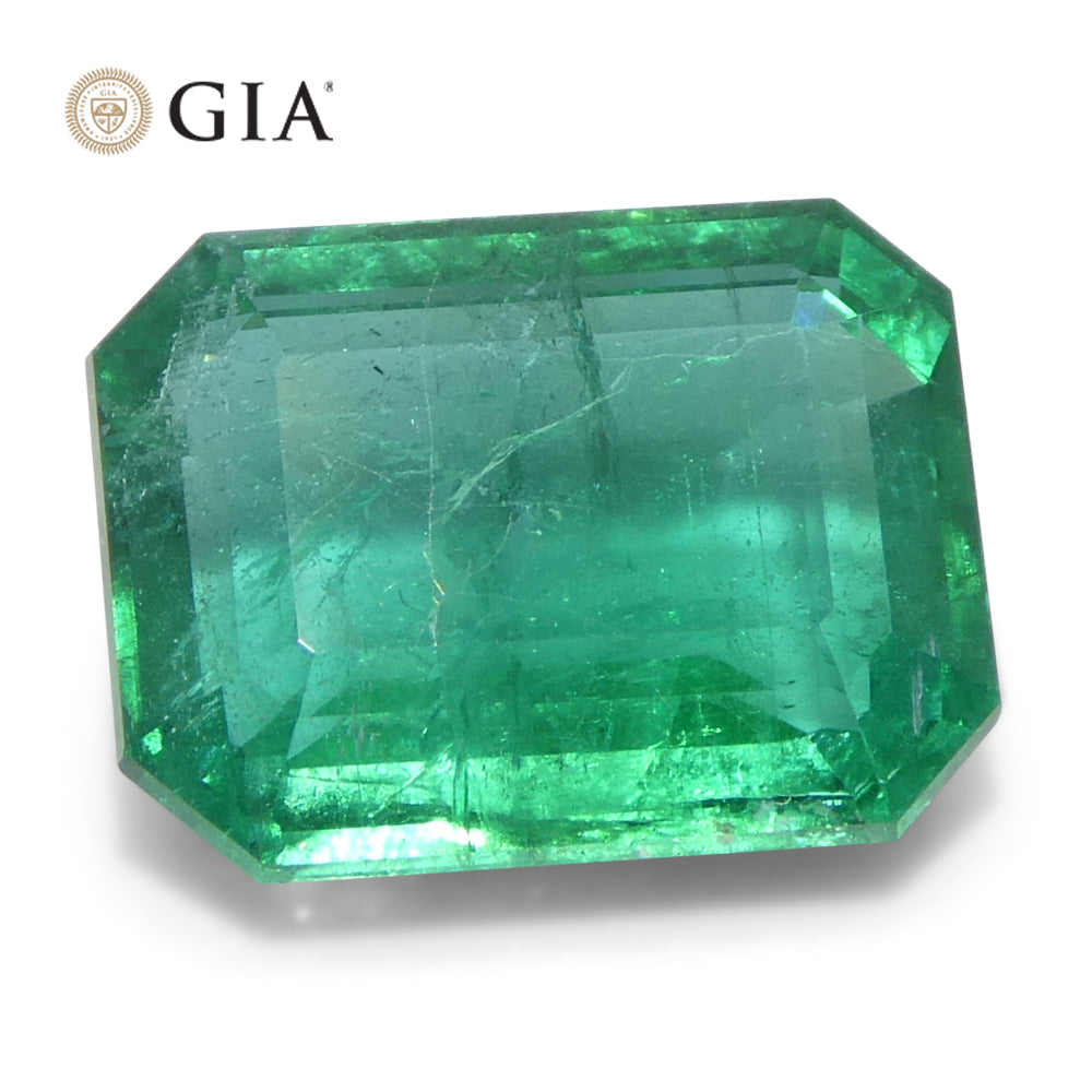 3.98ct Octagonal/Emerald Cut Green Emerald GIA Certified Zambia (F2) - Skyjems Wholesale Gemstones