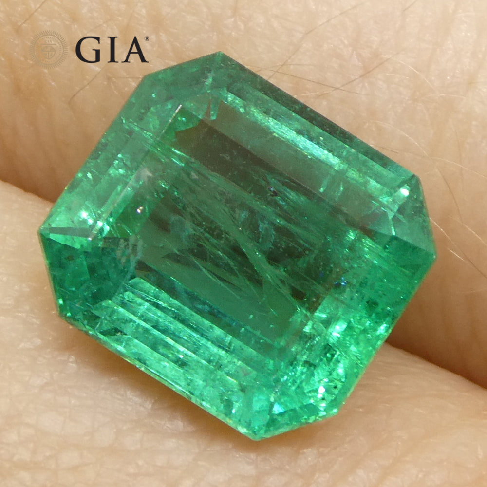 3.84ct Octagonal/Emerald Cut Green Emerald GIA Certified Zambia (F2) - Skyjems Wholesale Gemstones