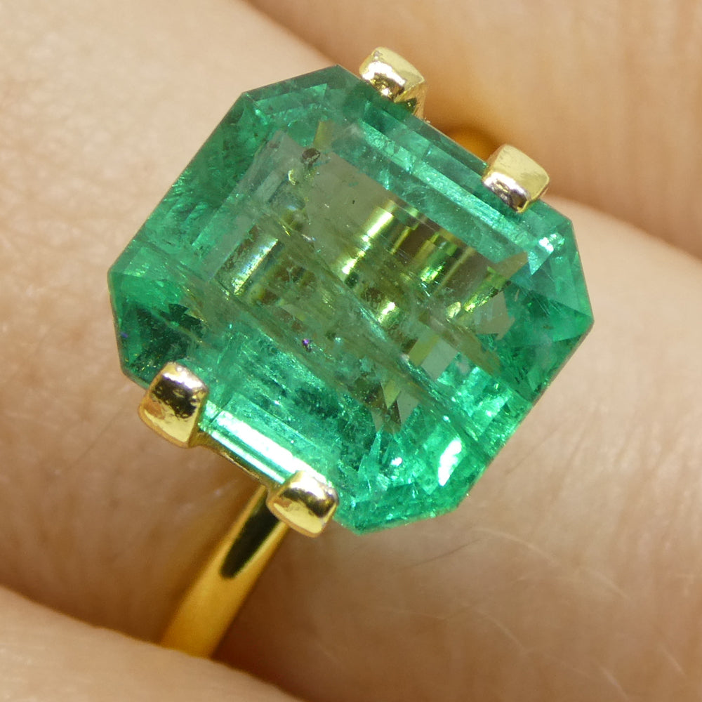 3.84ct Octagonal/Emerald Cut Green Emerald GIA Certified Zambia (F2) - Skyjems Wholesale Gemstones