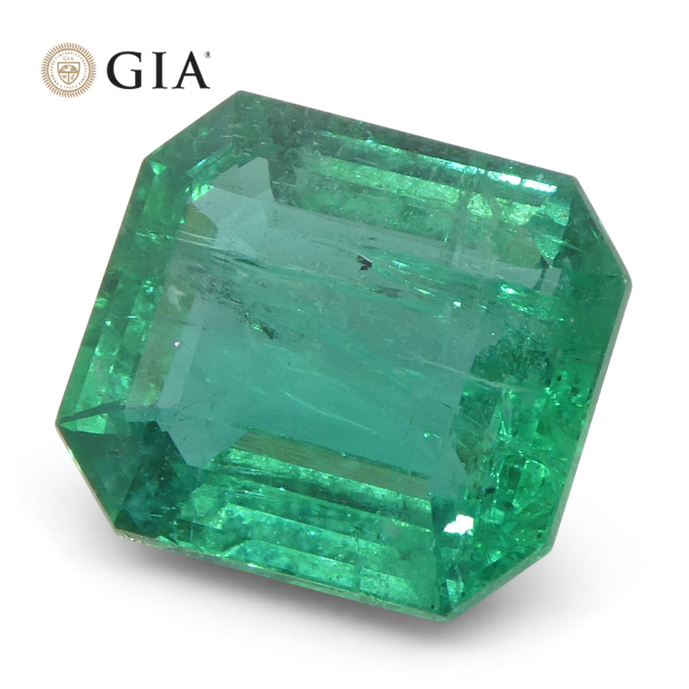 3.84ct Octagonal/Emerald Cut Green Emerald GIA Certified Zambia (F2) - Skyjems Wholesale Gemstones