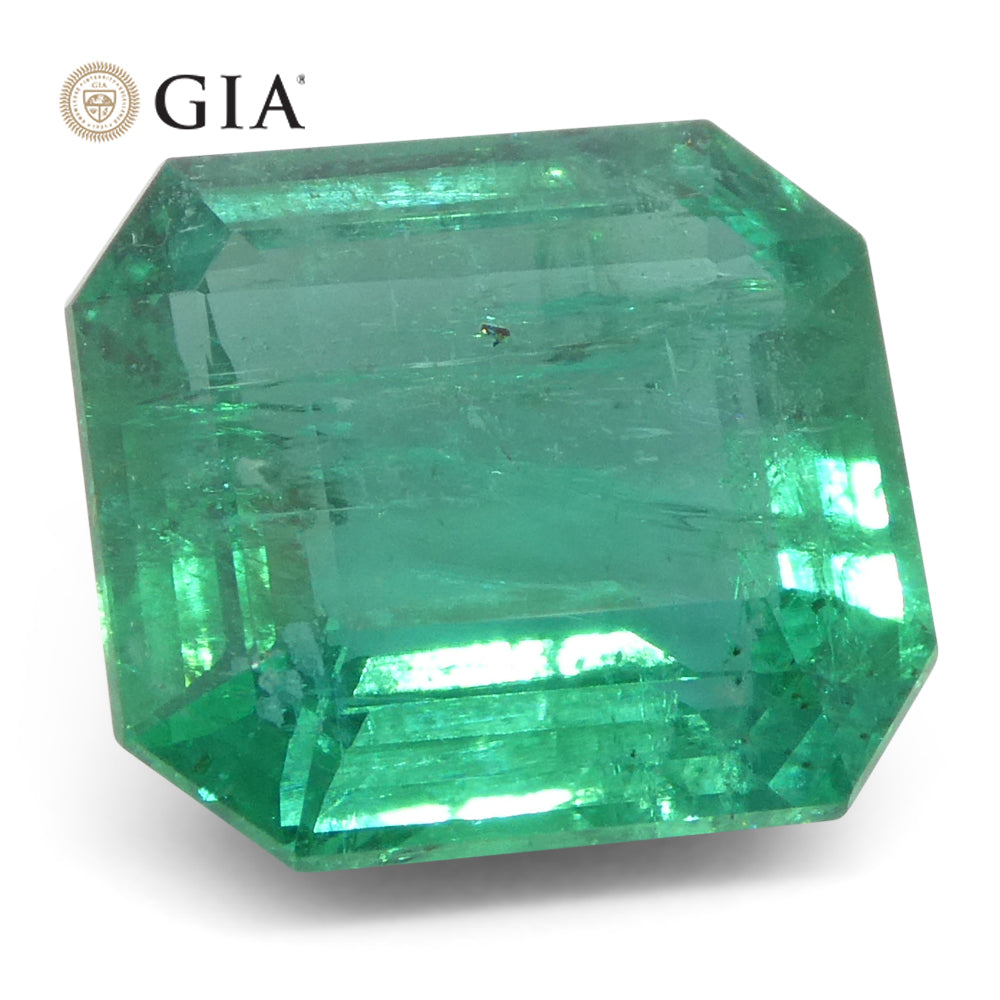 3.84ct Octagonal/Emerald Cut Green Emerald GIA Certified Zambia (F2) - Skyjems Wholesale Gemstones