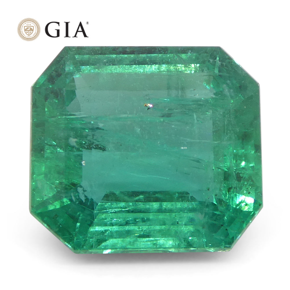 3.84ct Octagonal/Emerald Cut Green Emerald GIA Certified Zambia (F2) - Skyjems Wholesale Gemstones