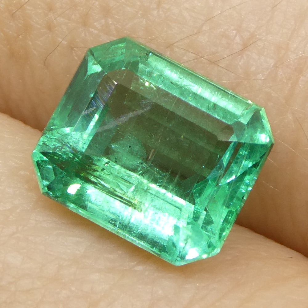 3.15ct Octagonal/Emerald Cut Green Emerald GIA Certified Zambia (F2) - Skyjems Wholesale Gemstones