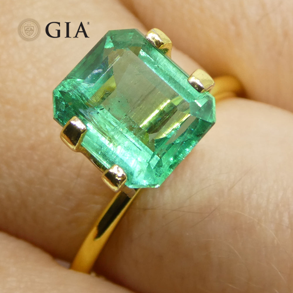 3.15ct Octagonal/Emerald Cut Green Emerald GIA Certified Zambia (F2) - Skyjems Wholesale Gemstones