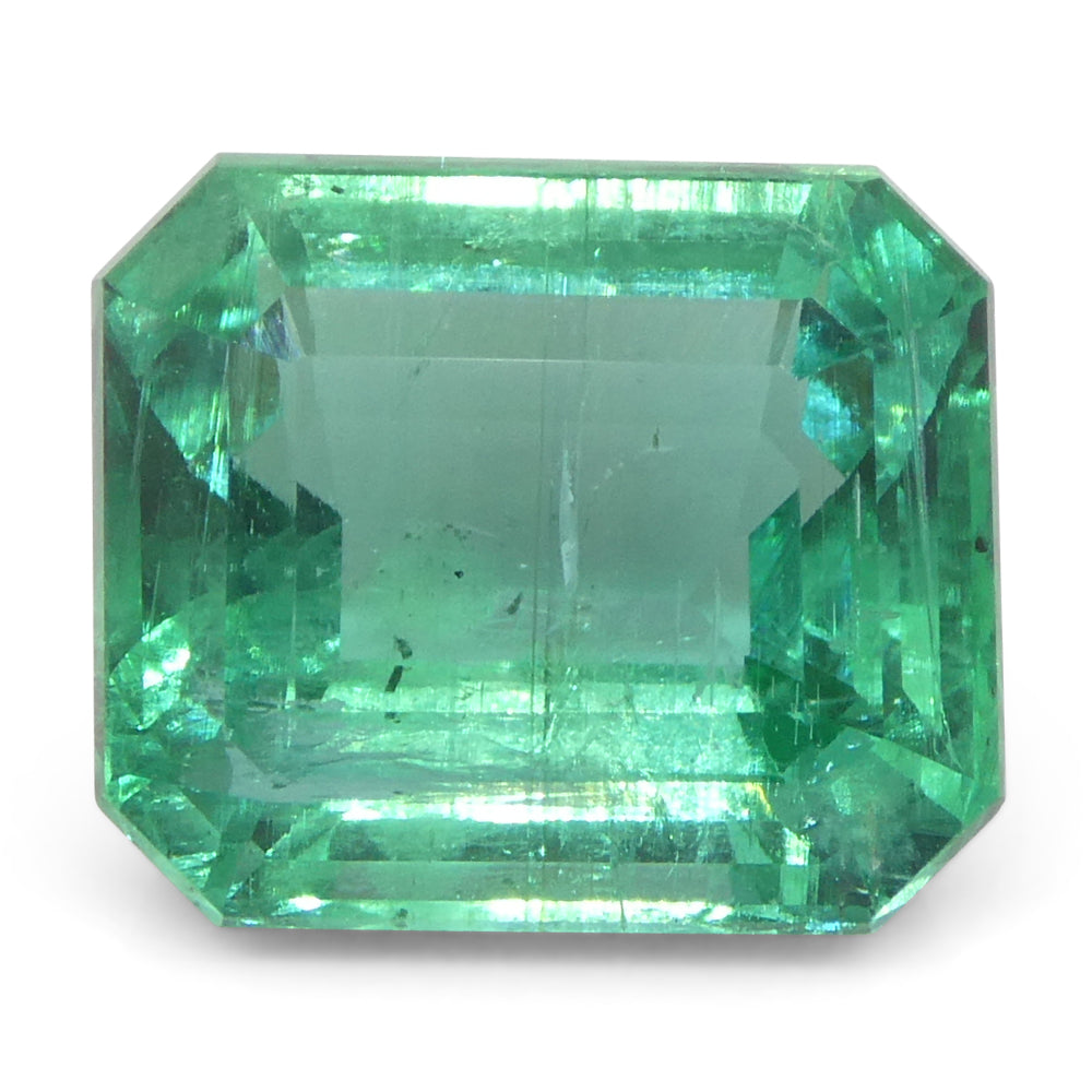 3.15ct Octagonal/Emerald Cut Green Emerald GIA Certified Zambia (F2) - Skyjems Wholesale Gemstones