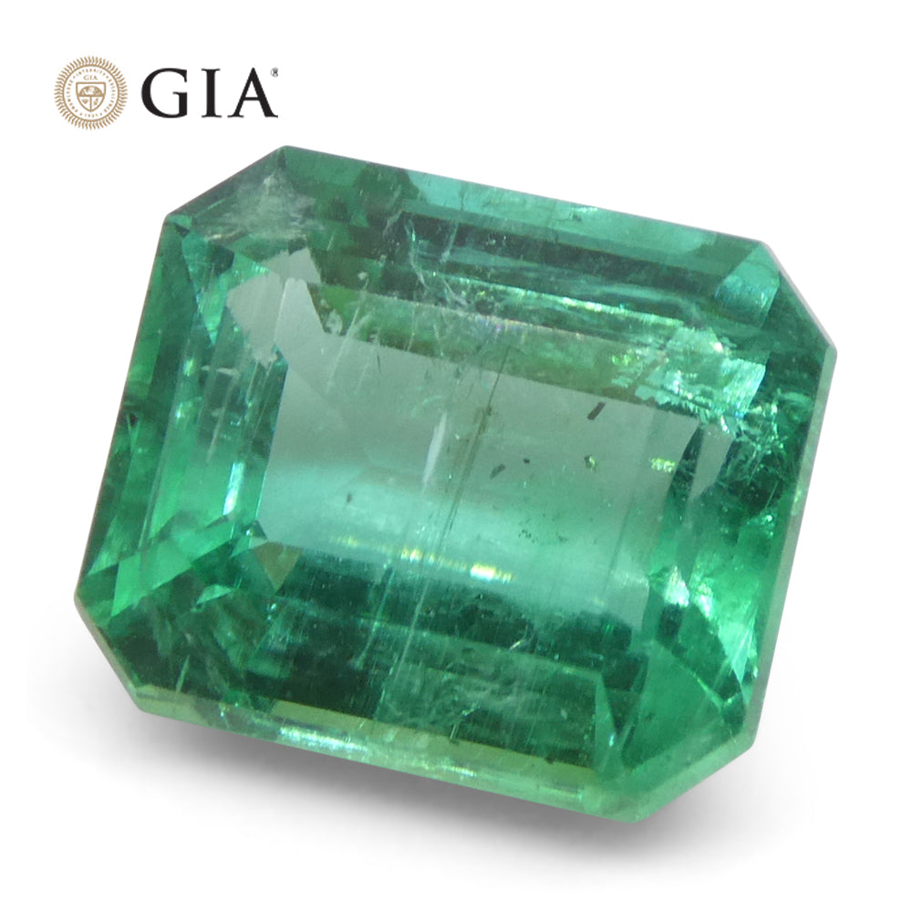3.15ct Octagonal/Emerald Cut Green Emerald GIA Certified Zambia (F2) - Skyjems Wholesale Gemstones
