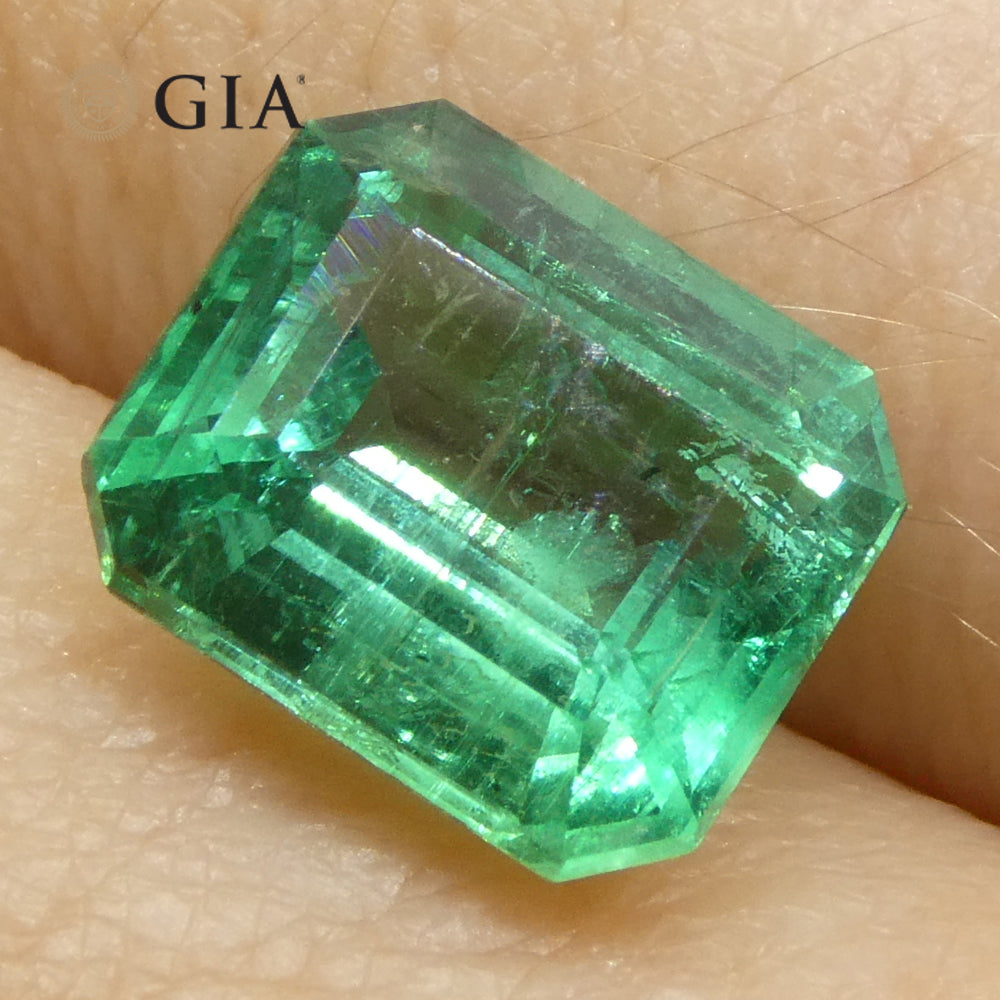 3.15ct Octagonal/Emerald Cut Green Emerald GIA Certified Zambia (F2) - Skyjems Wholesale Gemstones