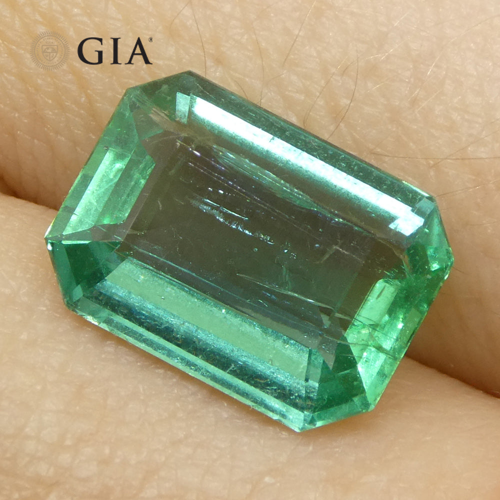 3.21ct Octagonal/Emerald Cut Green Emerald GIA Certified Zambia (F1) - Skyjems Wholesale Gemstones