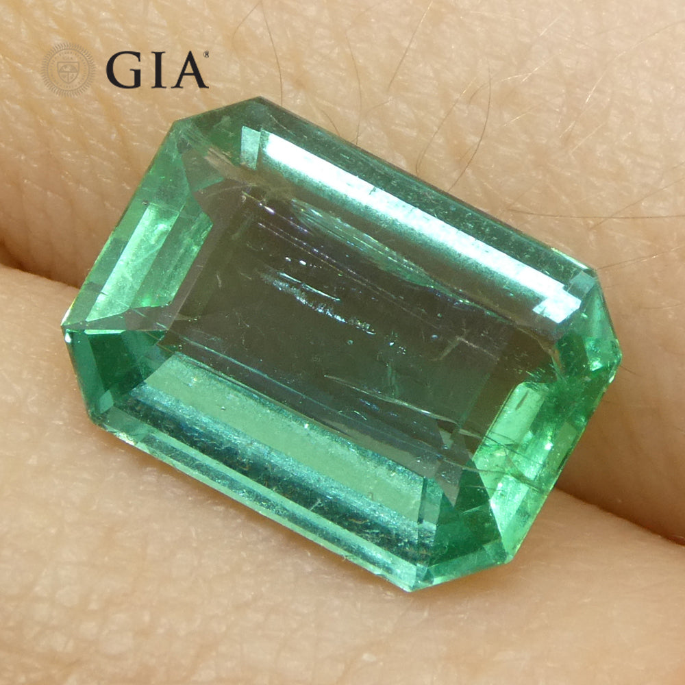 3.21ct Octagonal/Emerald Cut Green Emerald GIA Certified Zambia (F1)