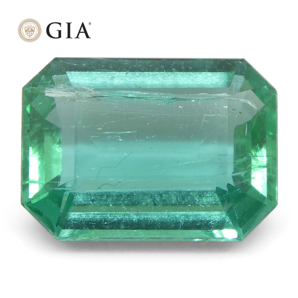 3.21ct Octagonal/Emerald Cut Green Emerald GIA Certified Zambia (F1) - Skyjems Wholesale Gemstones