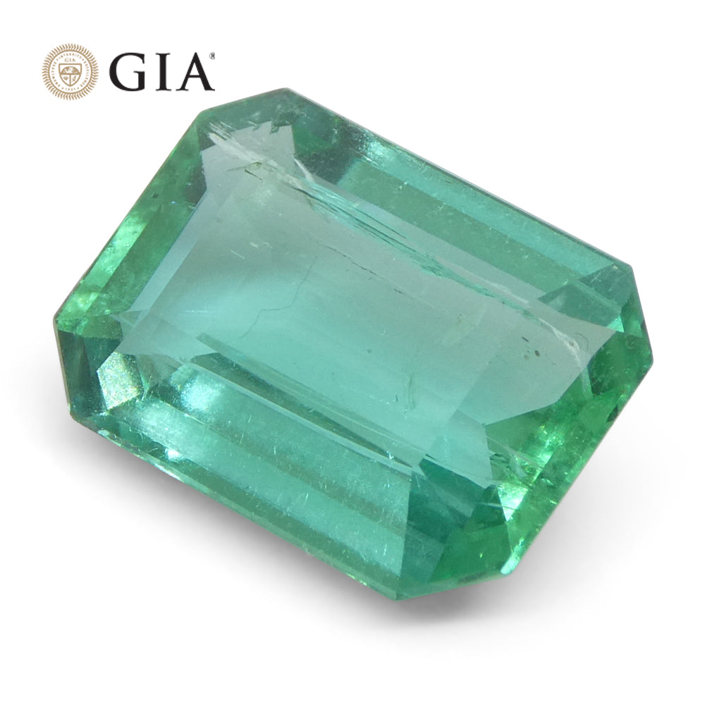 3.21ct Octagonal/Emerald Cut Green Emerald GIA Certified Zambia (F1) - Skyjems Wholesale Gemstones