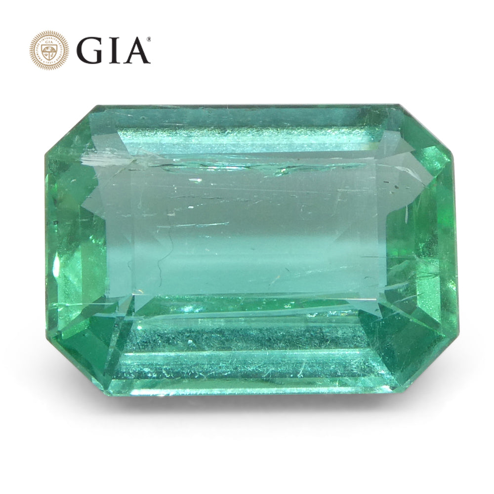 3.21ct Octagonal/Emerald Cut Green Emerald GIA Certified Zambia (F1) - Skyjems Wholesale Gemstones