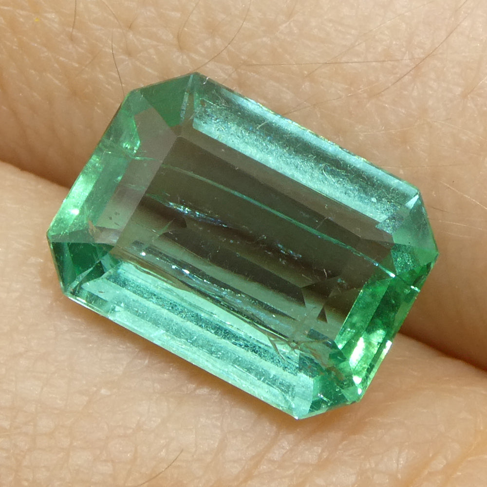 3.21ct Octagonal/Emerald Cut Green Emerald GIA Certified Zambia (F1) - Skyjems Wholesale Gemstones