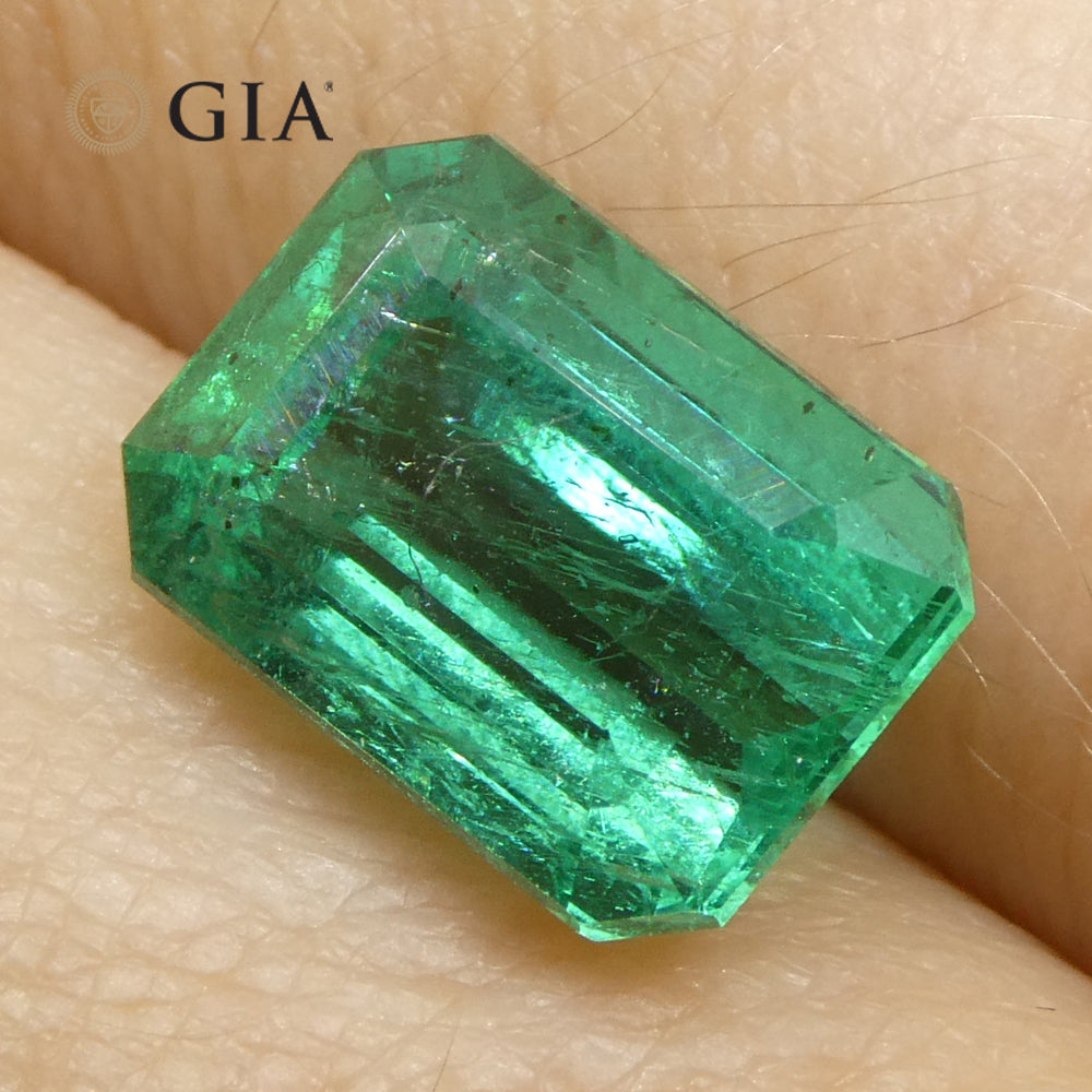 4.03ct Octagonal/Emerald Cut Green Emerald GIA Certified Zambia (F2) - Skyjems Wholesale Gemstones