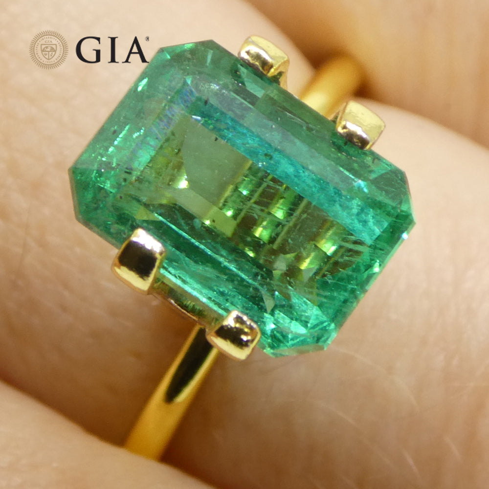 4.03ct Octagonal/Emerald Cut Green Emerald GIA Certified Zambia (F2) - Skyjems Wholesale Gemstones