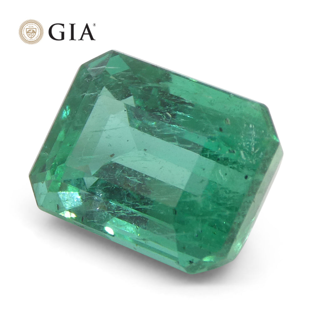 4.03ct Octagonal/Emerald Cut Green Emerald GIA Certified Zambia (F2) - Skyjems Wholesale Gemstones