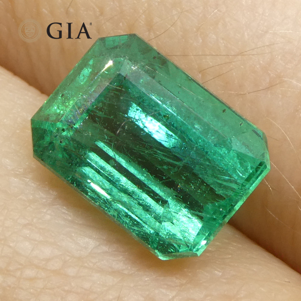 4.03ct Octagonal/Emerald Cut Green Emerald GIA Certified Zambia (F2) - Skyjems Wholesale Gemstones