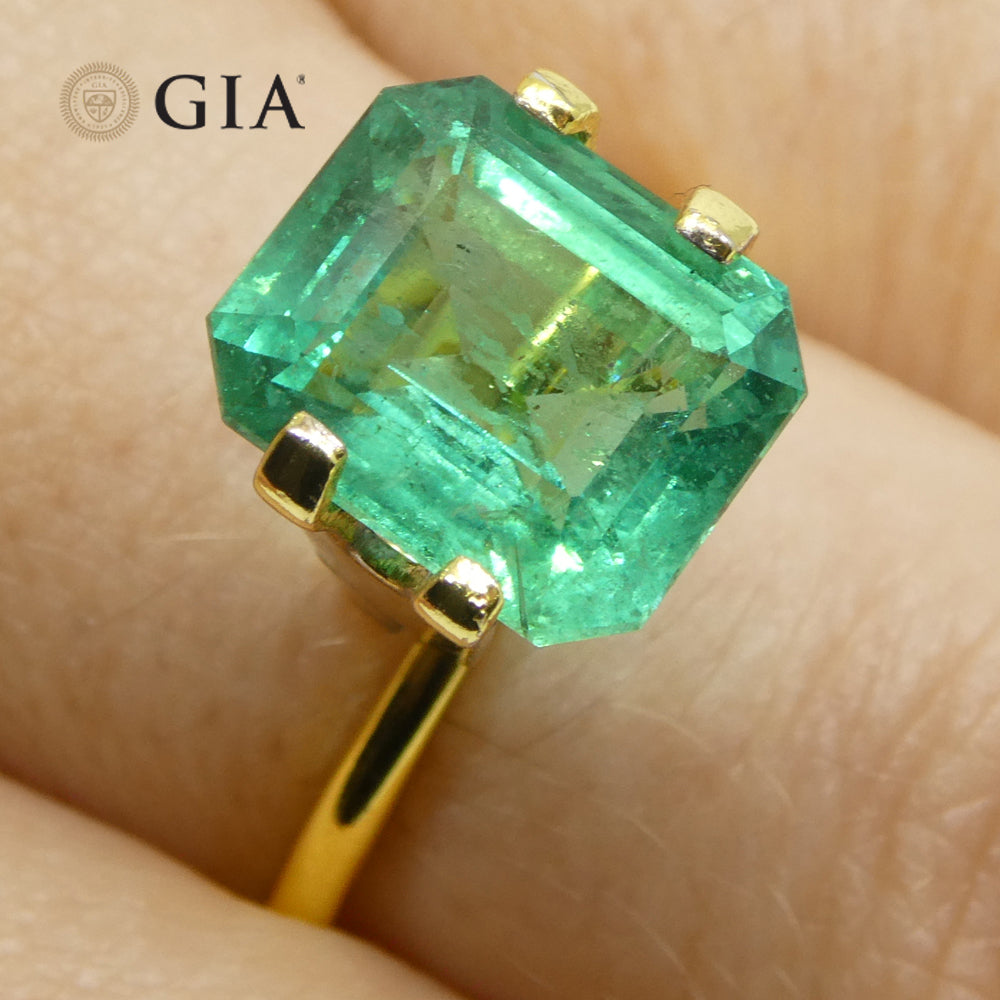 4.16ct Octagonal/Emerald Cut Green Emerald GIA Certified Zambia (F2) - Skyjems Wholesale Gemstones