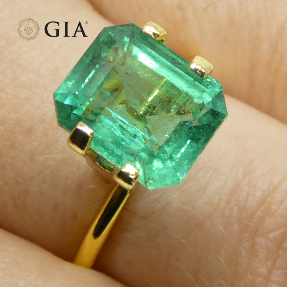 4.16ct Octagonal/Emerald Cut Green Emerald GIA Certified Zambia (F2) - Skyjems Wholesale Gemstones