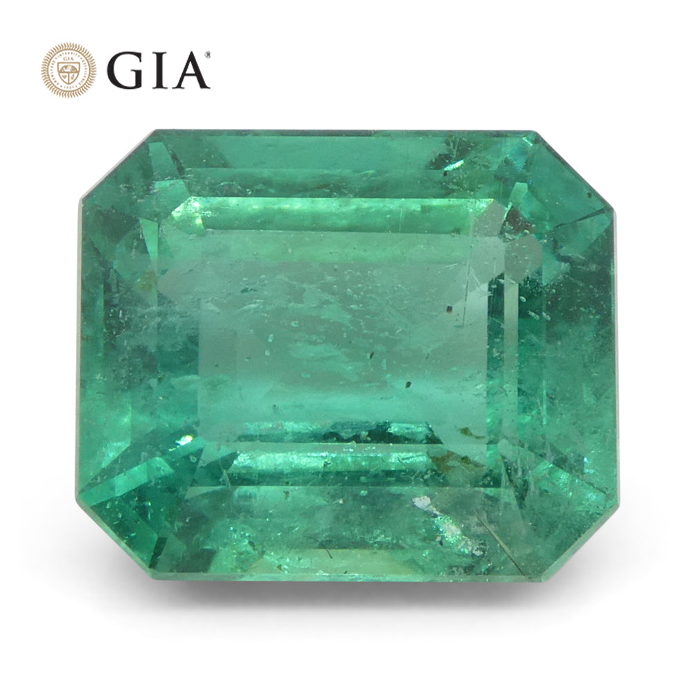 4.16ct Octagonal/Emerald Cut Green Emerald GIA Certified Zambia (F2) - Skyjems Wholesale Gemstones