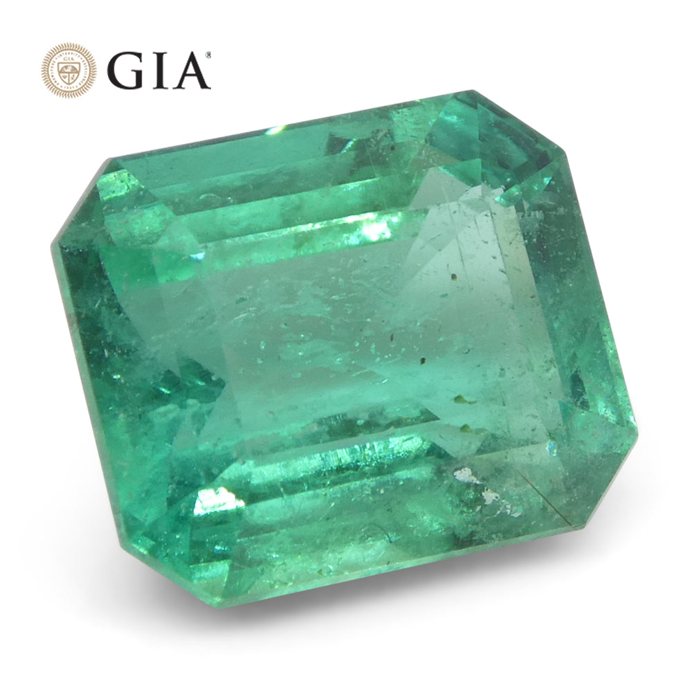4.16ct Octagonal/Emerald Cut Green Emerald GIA Certified Zambia (F2) - Skyjems Wholesale Gemstones