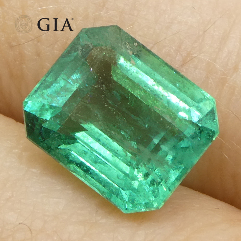 4.16ct Octagonal/Emerald Cut Green Emerald GIA Certified Zambia (F2) - Skyjems Wholesale Gemstones