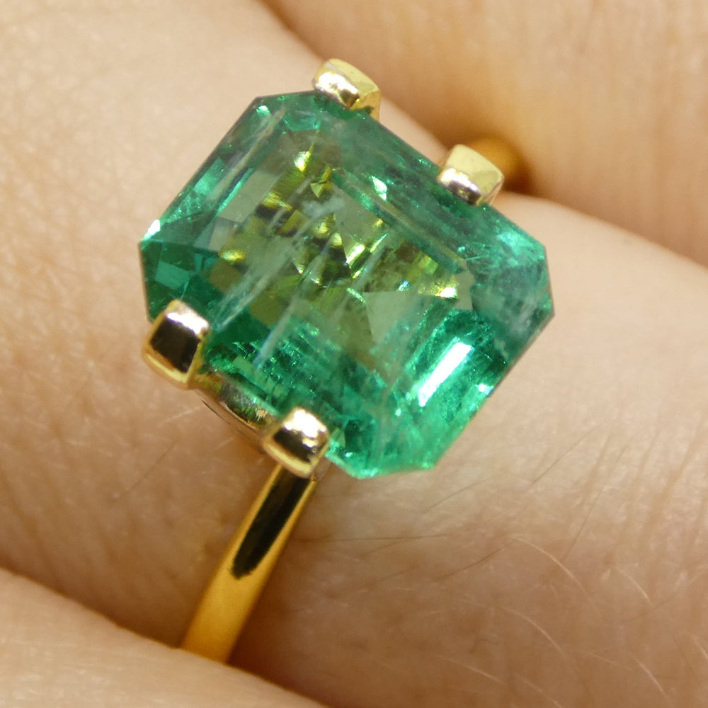 2.87ct Octagonal/Emerald Cut Green Emerald GIA Certified Zambia (F2) - Skyjems Wholesale Gemstones