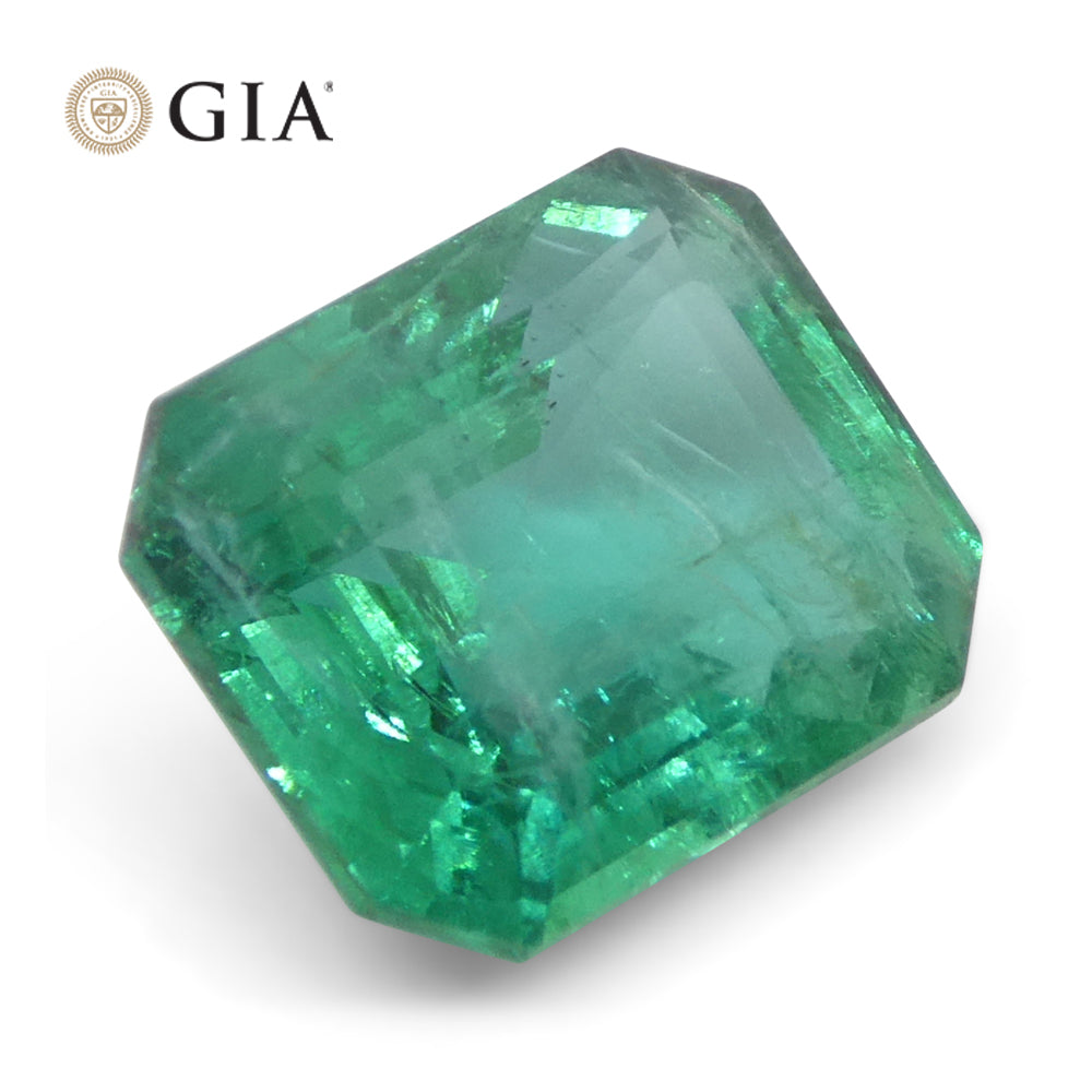 2.87ct Octagonal/Emerald Cut Green Emerald GIA Certified Zambia (F2) - Skyjems Wholesale Gemstones