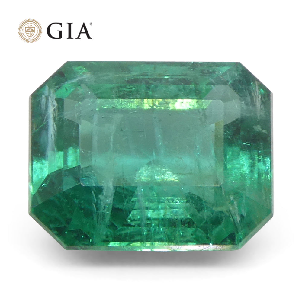 2.87ct Octagonal/Emerald Cut Green Emerald GIA Certified Zambia (F2) - Skyjems Wholesale Gemstones