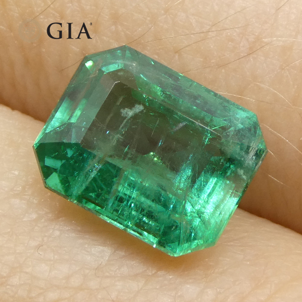 2.87ct Octagonal/Emerald Cut Green Emerald GIA Certified Zambia (F2) - Skyjems Wholesale Gemstones