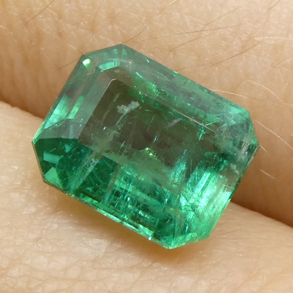 2.87ct Octagonal/Emerald Cut Green Emerald GIA Certified Zambia (F2) - Skyjems Wholesale Gemstones