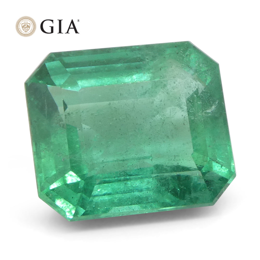 3.37ct Octagonal/Emerald Cut Green Emerald GIA Certified Zambia (F1) - Skyjems Wholesale Gemstones