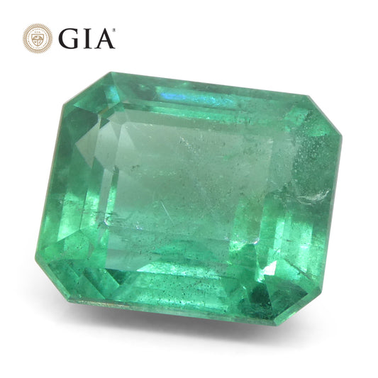 3.37ct Octagonal/Emerald Cut Green Emerald GIA Certified Zambia (F1)