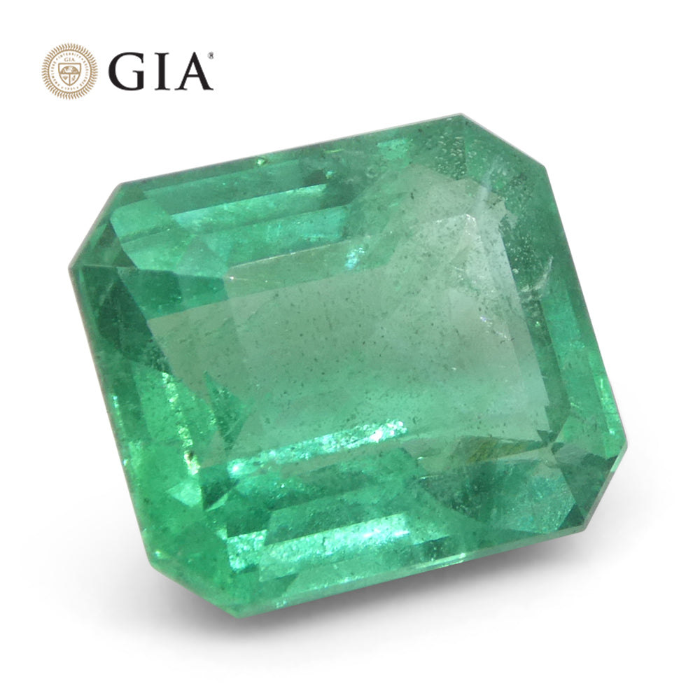 3.37ct Octagonal/Emerald Cut Green Emerald GIA Certified Zambia (F1) - Skyjems Wholesale Gemstones