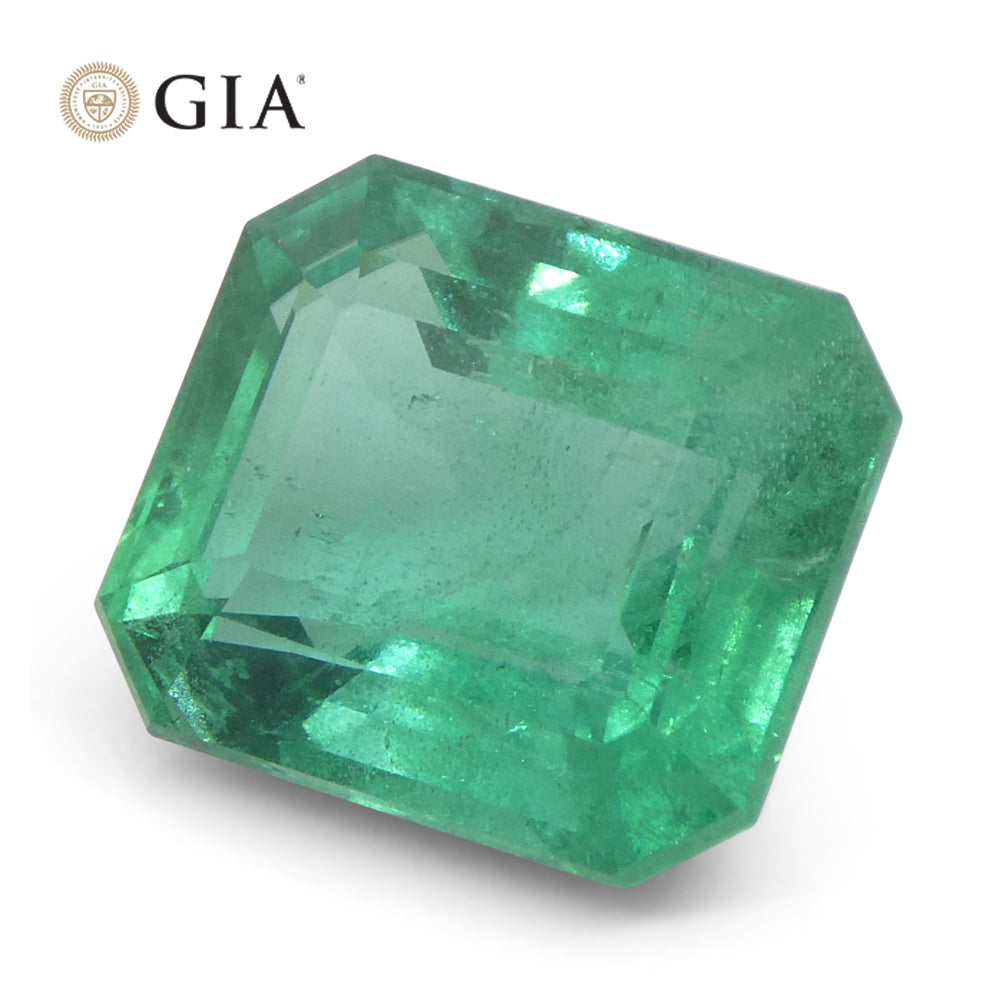 3.37ct Octagonal/Emerald Cut Green Emerald GIA Certified Zambia (F1) - Skyjems Wholesale Gemstones