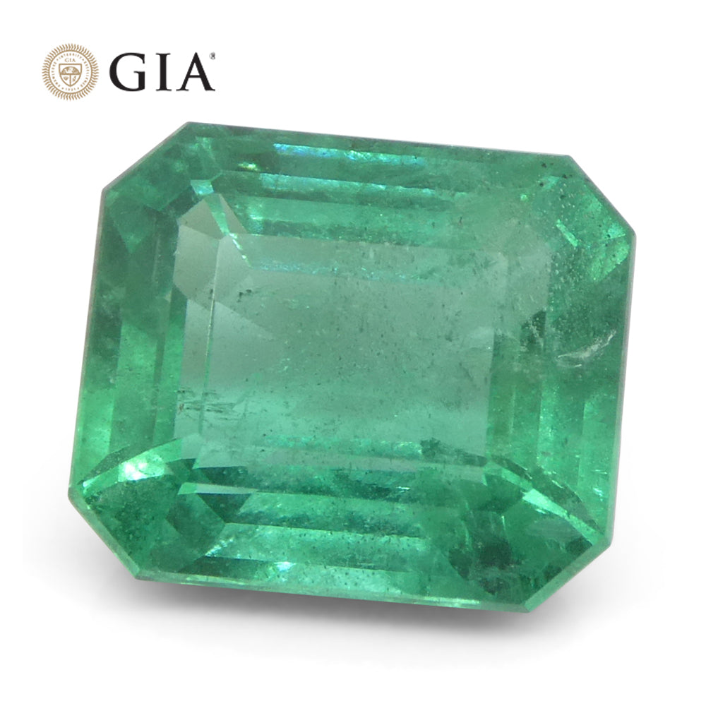 3.37ct Octagonal/Emerald Cut Green Emerald GIA Certified Zambia (F1) - Skyjems Wholesale Gemstones
