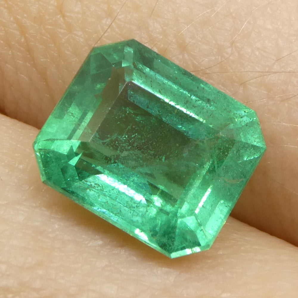 3.37ct Octagonal/Emerald Cut Green Emerald GIA Certified Zambia (F1) - Skyjems Wholesale Gemstones