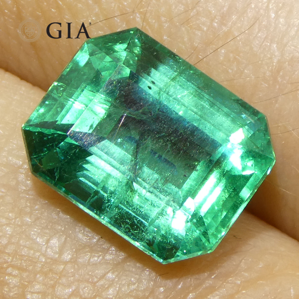 4.63ct Octagonal/Emerald Cut Green Emerald GIA Certified Zambia (F2) - Skyjems Wholesale Gemstones
