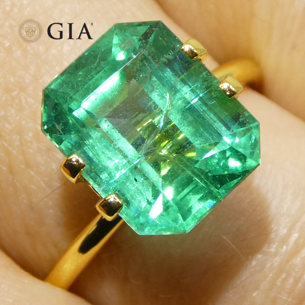 4.63ct Octagonal/Emerald Cut Green Emerald GIA Certified Zambia (F2) - Skyjems Wholesale Gemstones