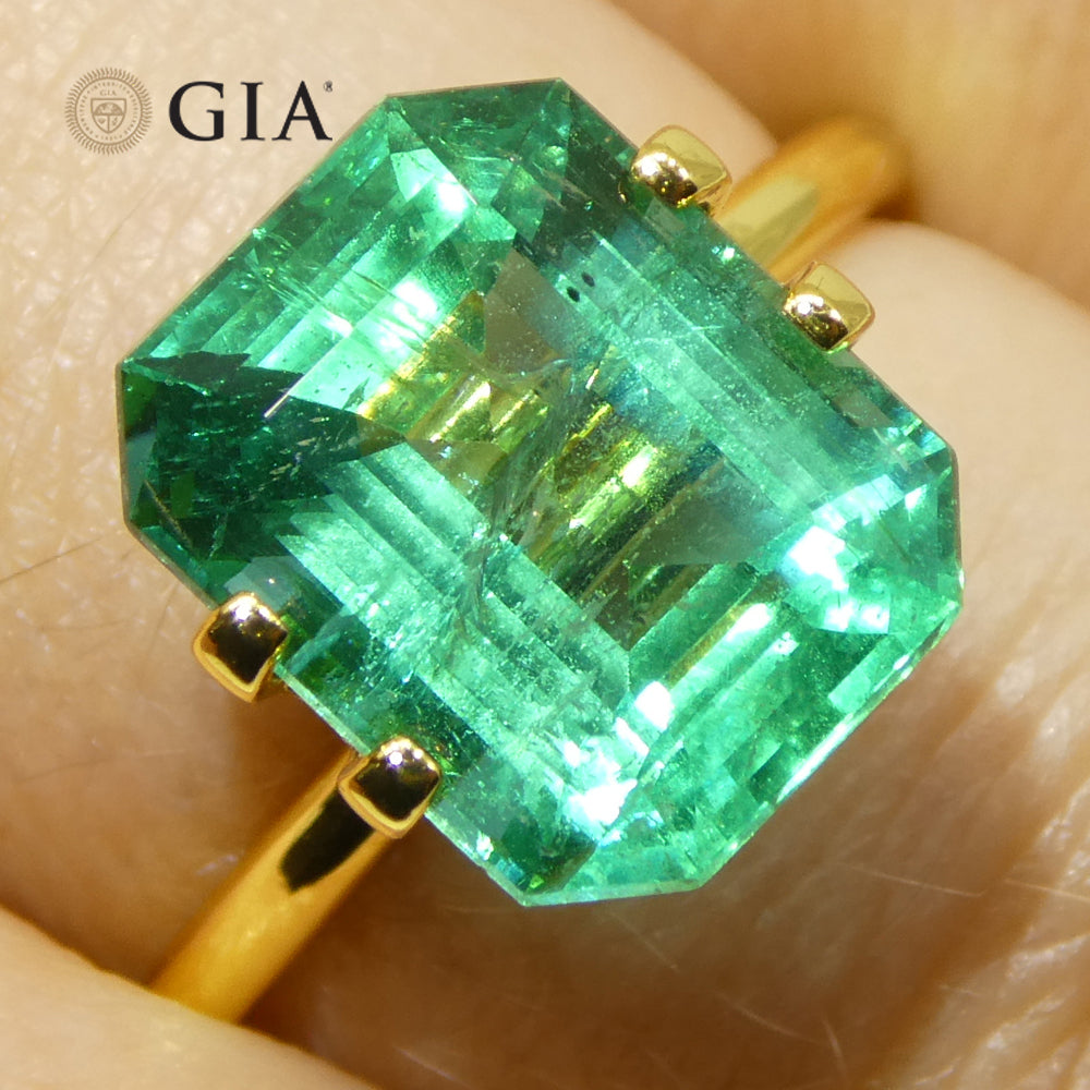 4.63ct Octagonal/Emerald Cut Green Emerald GIA Certified Zambia (F2) - Skyjems Wholesale Gemstones