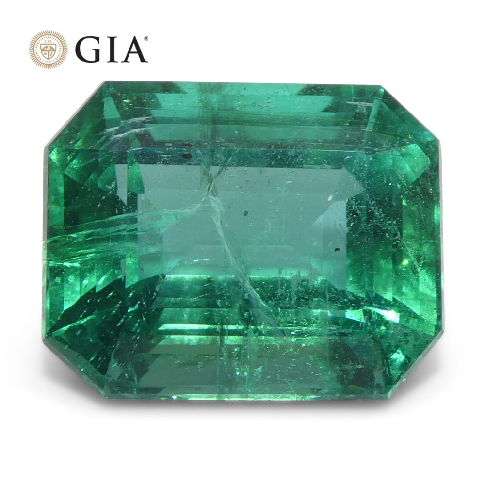 4.63ct Octagonal/Emerald Cut Green Emerald GIA Certified Zambia (F2) - Skyjems Wholesale Gemstones