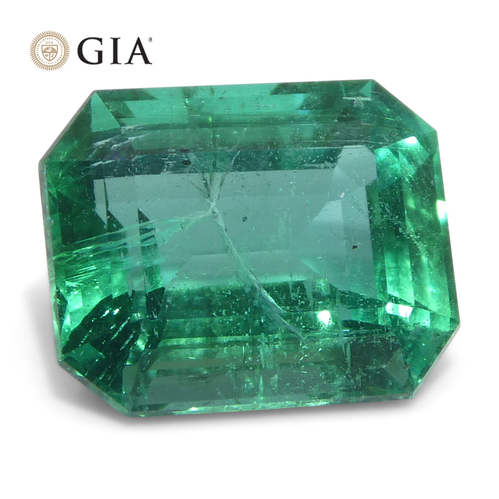 4.63ct Octagonal/Emerald Cut Green Emerald GIA Certified Zambia (F2) - Skyjems Wholesale Gemstones