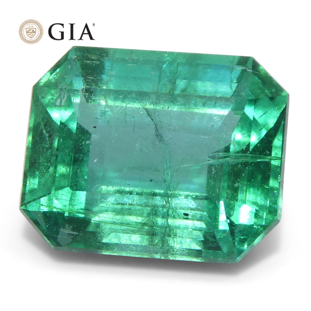 4.63ct Octagonal/Emerald Cut Green Emerald GIA Certified Zambia (F2) - Skyjems Wholesale Gemstones