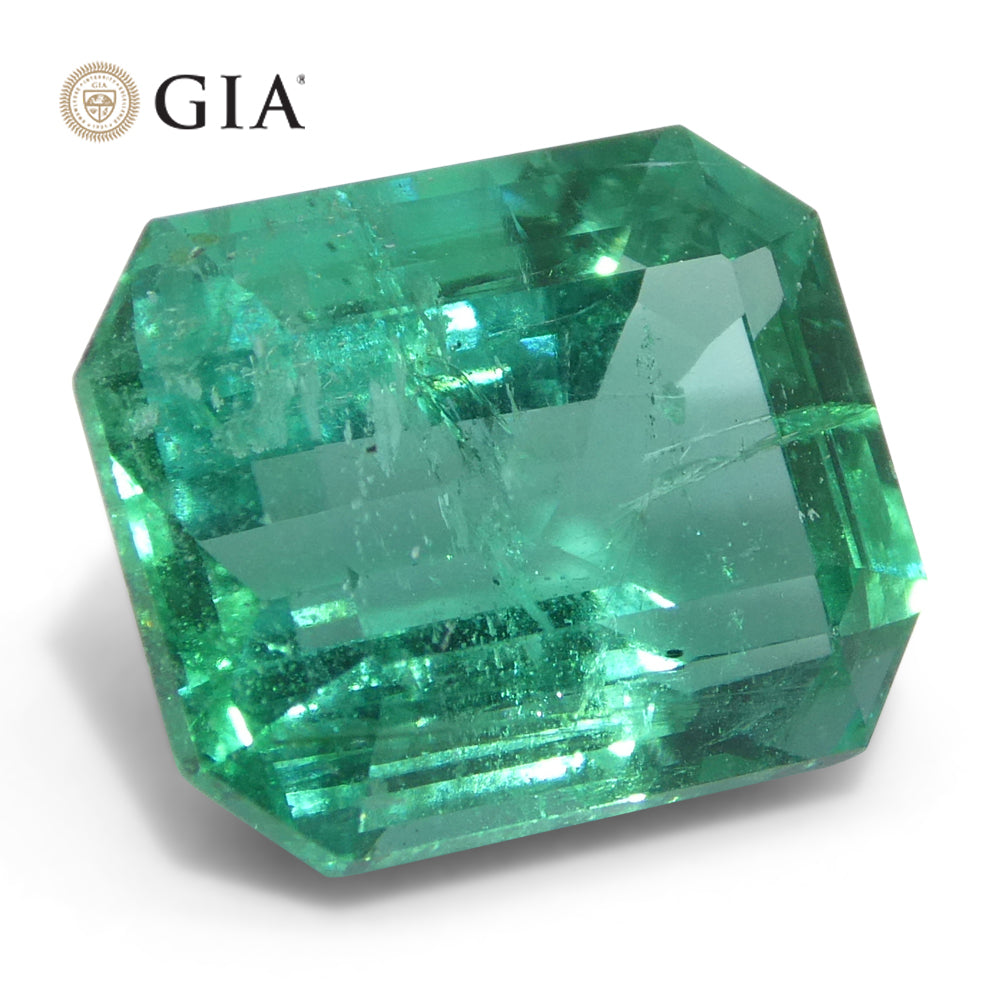 4.63ct Octagonal/Emerald Cut Green Emerald GIA Certified Zambia (F2) - Skyjems Wholesale Gemstones