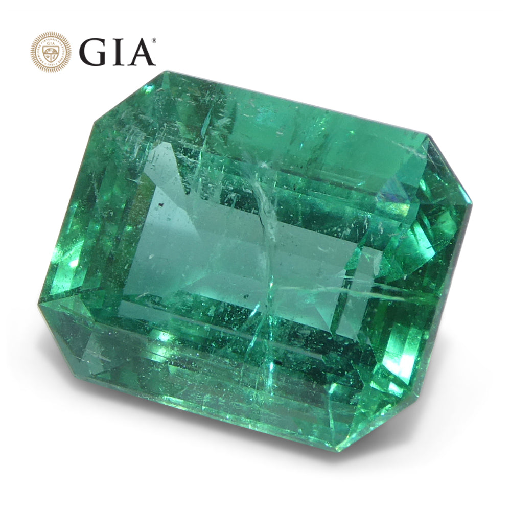 4.63ct Octagonal/Emerald Cut Green Emerald GIA Certified Zambia (F2) - Skyjems Wholesale Gemstones