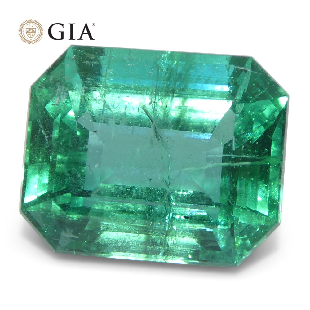 4.63ct Octagonal/Emerald Cut Green Emerald GIA Certified Zambia (F2) - Skyjems Wholesale Gemstones