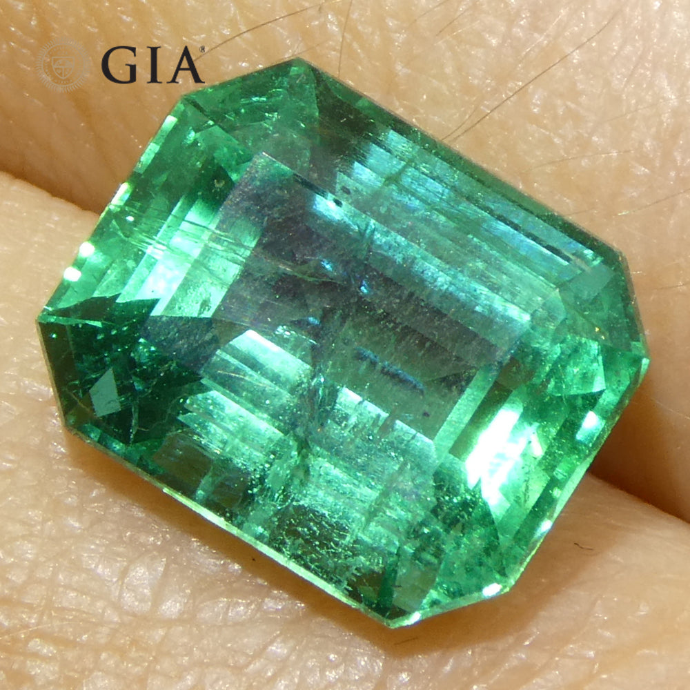 4.63ct Octagonal/Emerald Cut Green Emerald GIA Certified Zambia (F2) - Skyjems Wholesale Gemstones