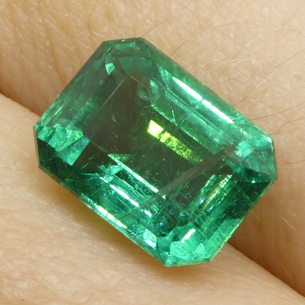 3.86ct Octagonal/Emerald Cut Green Emerald GIA Certified Zambia (F2) - Skyjems Wholesale Gemstones