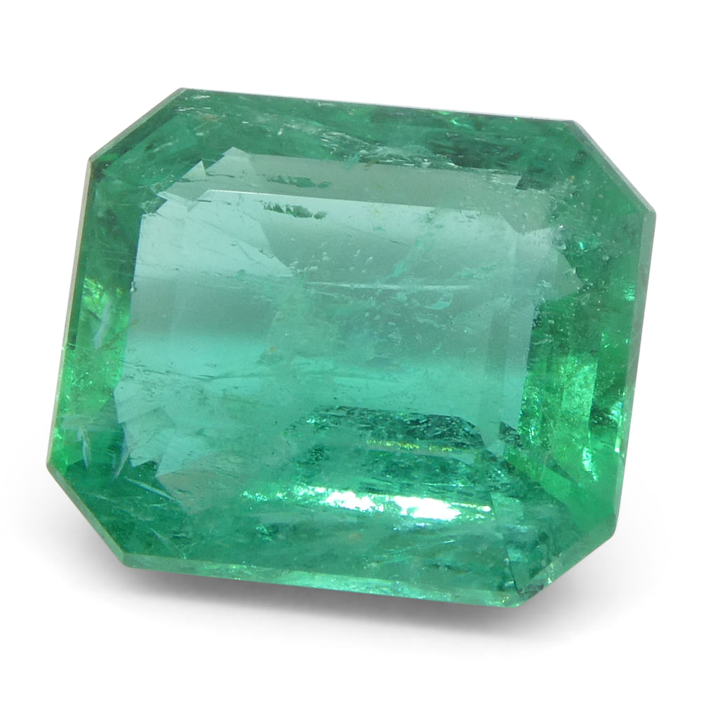 3.19ct Octagonal/Emerald Cut Green Emerald GIA Certified Zambia (F2) - Skyjems Wholesale Gemstones