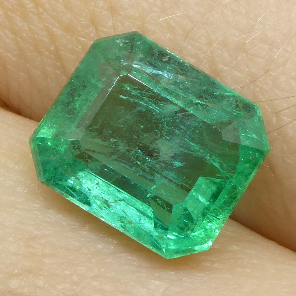 3.19ct Octagonal/Emerald Cut Green Emerald GIA Certified Zambia (F2) - Skyjems Wholesale Gemstones